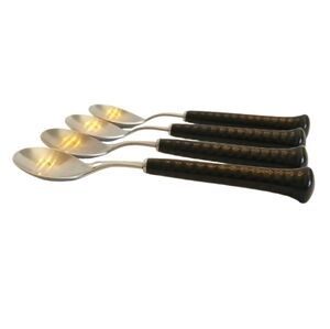 MCM RARE Vtg Noritake Large Stainless Steel Decision Primastone 4 Black Spoons